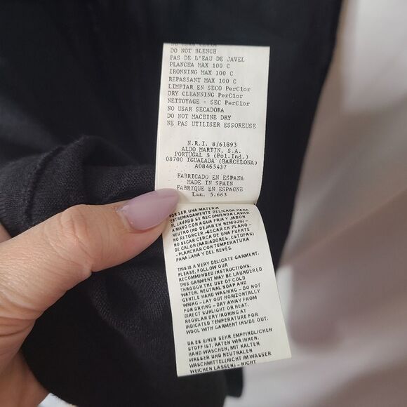 Aldo Martins Black Wool Blend Black Dress sz 6 - Picture 5 of 6